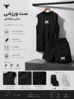 ست تاپ و شلوارک ورزشی مردانه سیاه - تصویر 2